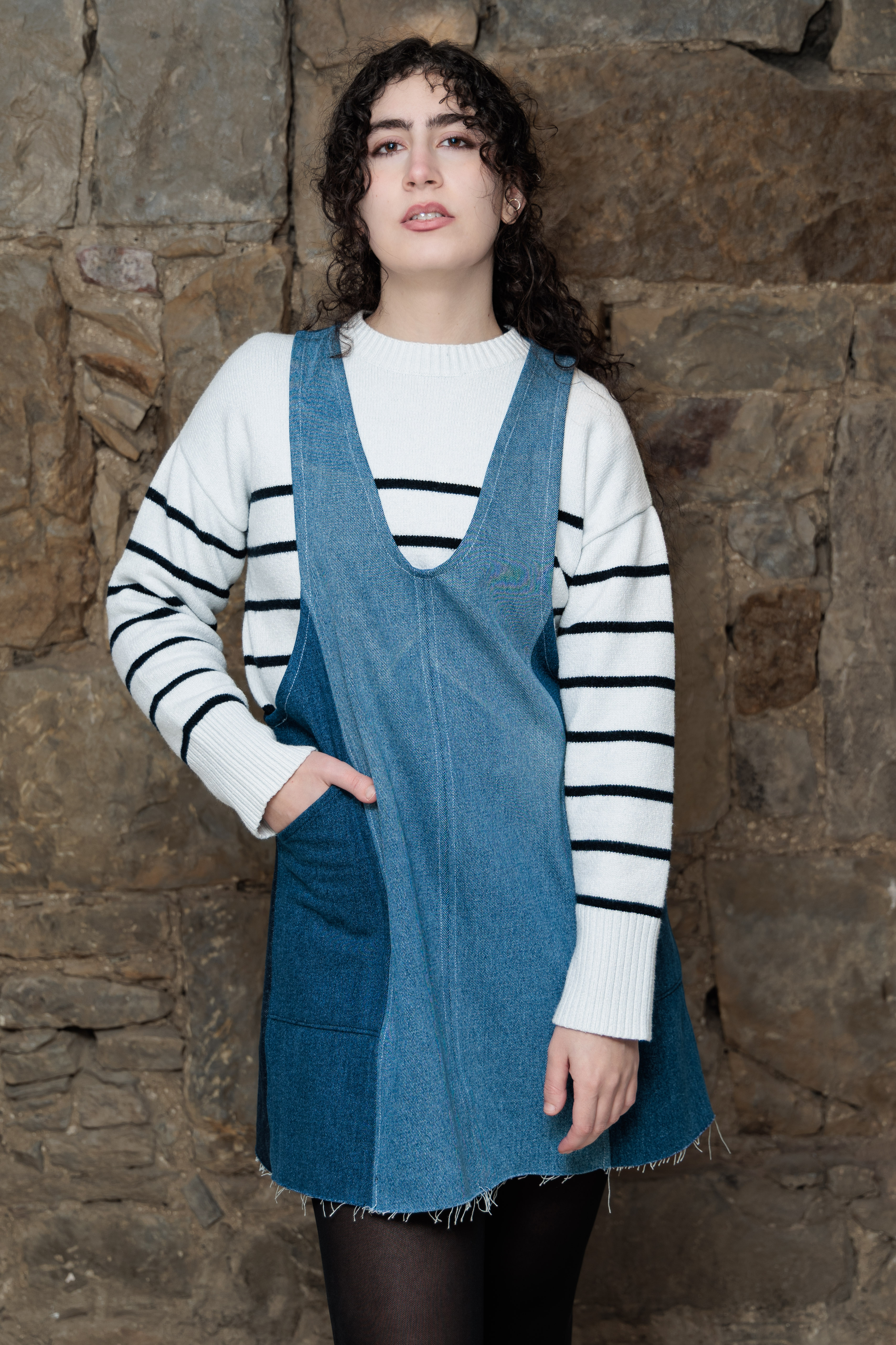 A female model wearing a Bluebell Dress